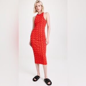 Preowned-Marc Jacobs Monogram Racer Rib Dress- Size S